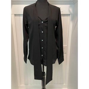 AUQCO Women Bow Tie Neck Chiffon Blouse